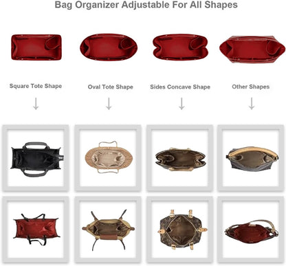 Purse Organizer Insert For Handbag & Tote Shaper,Tote Bag Organizer Insert For Speedy Neverful, 6 Sizes(Small, Silky Beige)