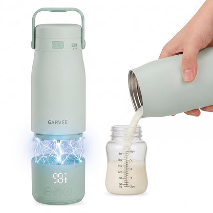 Portable Bottle Warmer for Travel - 17oz Baby Milk Warmer with 1°F Precise Temp Control & LED Display, Breast Milk Warmer with 316 Stainless Steel, Dishwasher Safe & USB-C Rechargeable