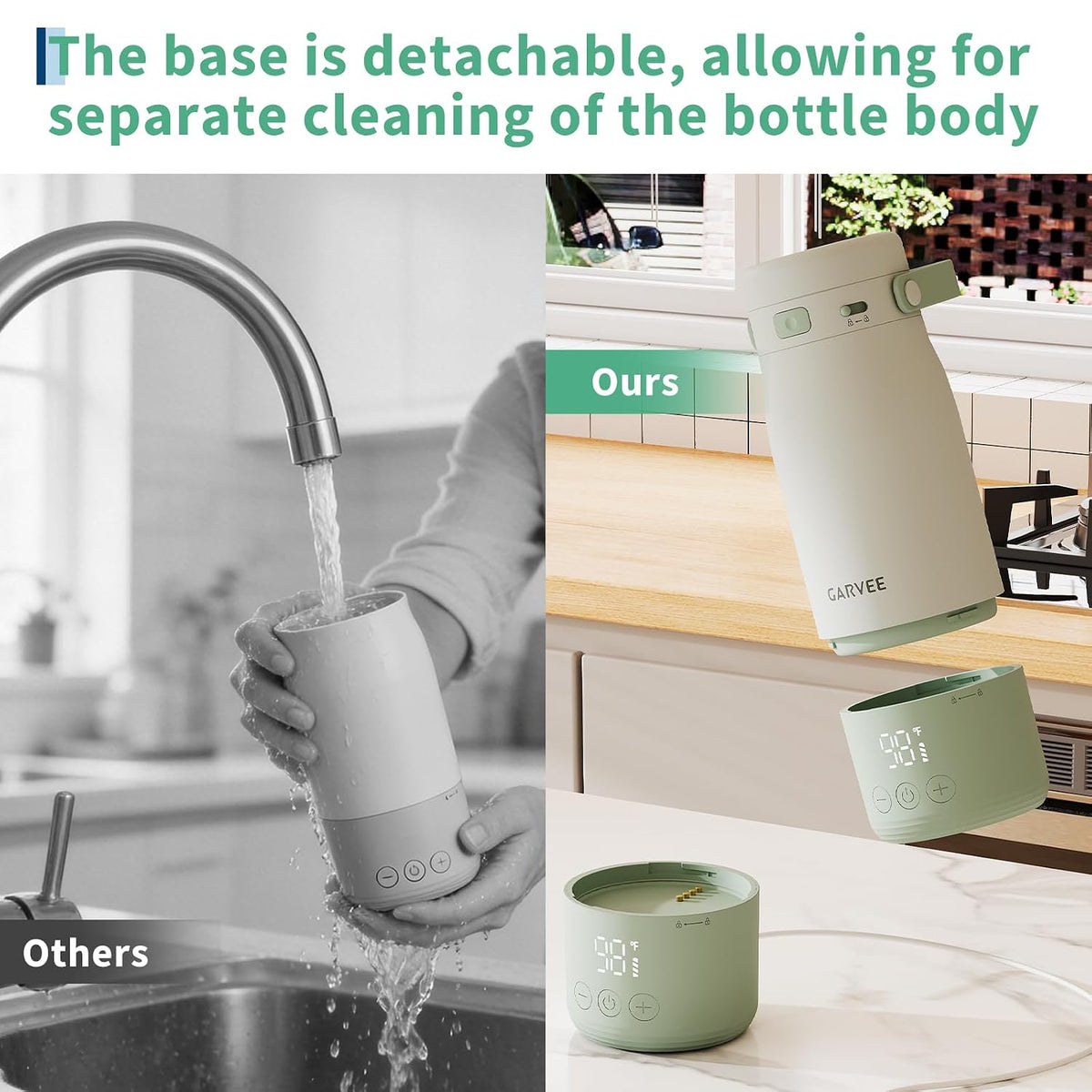 Portable Bottle Warmer for Travel - 17oz Baby Milk Warmer with 1°F Precise Temp Control & LED Display, Breast Milk Warmer with 316 Stainless Steel, Dishwasher Safe & USB-C Rechargeable