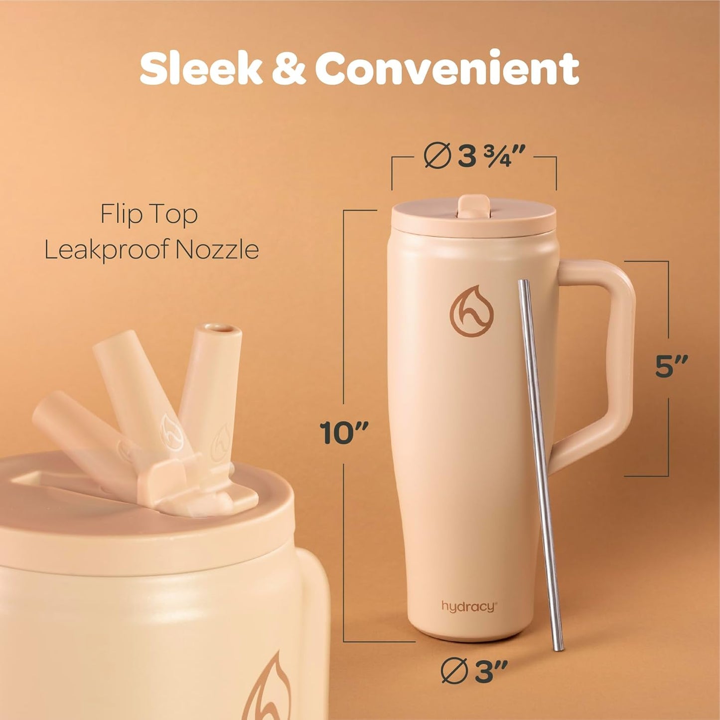 Soulmate Tumbler with Handle & Straw-Leakproof Insulated Cup 40oz | Stainless Steel Travel Mug with BPA-Free Flip Top Lid,Dishwasher Safe,Keeps Cold 24 Hours,Cup Holder Friendly