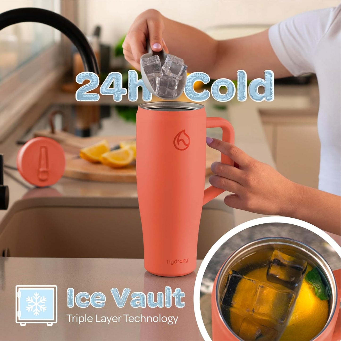 Soulmate Tumbler with Handle & Straw-Leakproof Insulated Cup 40oz | Stainless Steel Travel Mug with BPA-Free Flip Top Lid,Dishwasher Safe,Keeps Cold 24 Hours,Cup Holder Friendly
