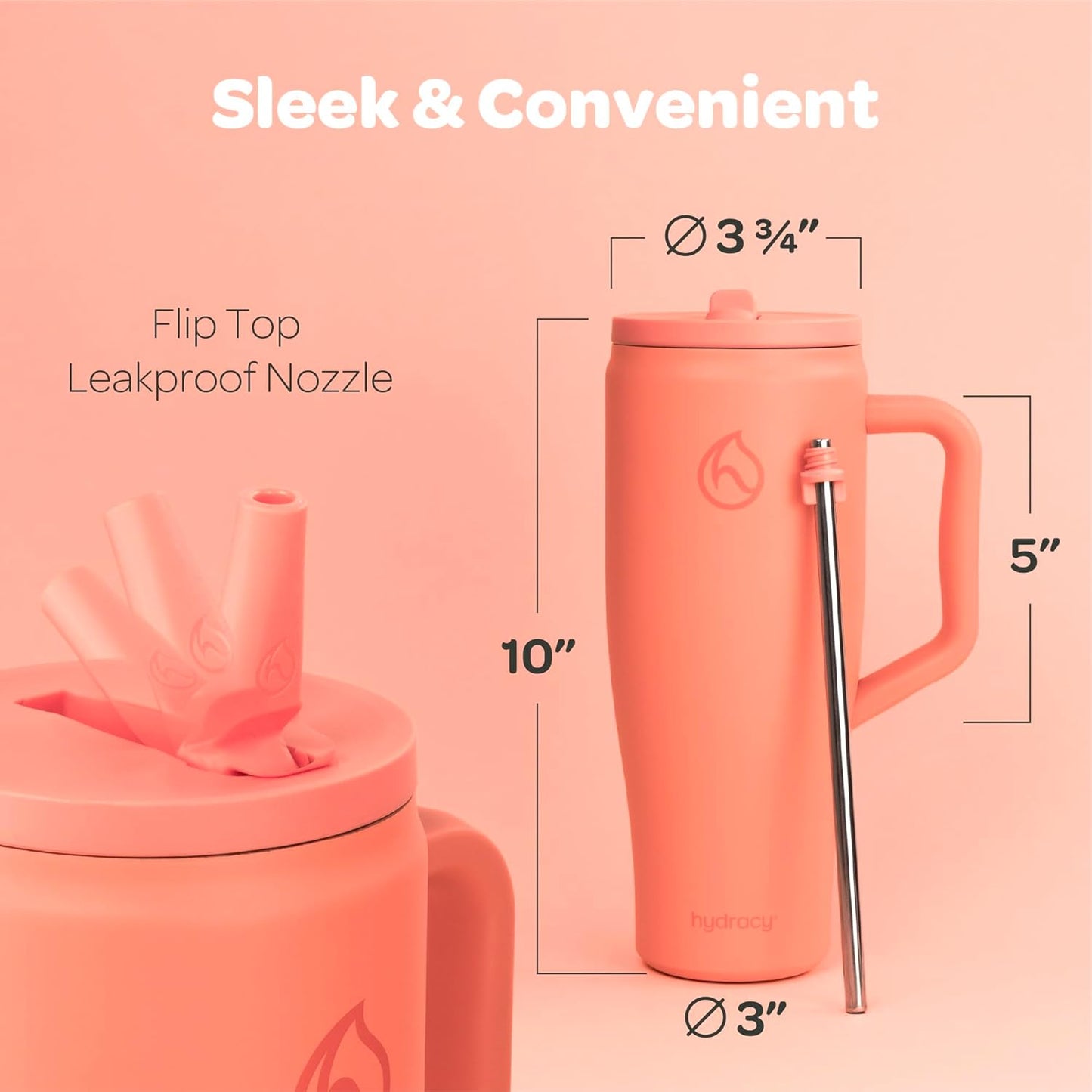 Soulmate Tumbler with Handle & Straw-Leakproof Insulated Cup 40oz | Stainless Steel Travel Mug with BPA-Free Flip Top Lid,Dishwasher Safe,Keeps Cold 24 Hours,Cup Holder Friendly