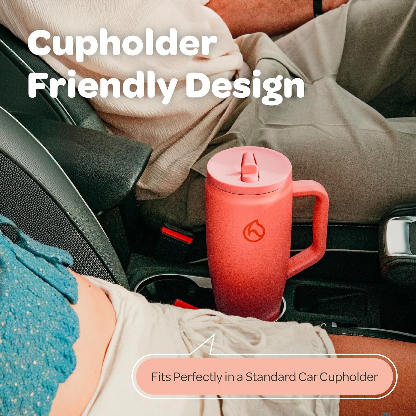 Soulmate Tumbler with Handle & Straw-Leakproof Insulated Cup 40oz | Stainless Steel Travel Mug with BPA-Free Flip Top Lid,Dishwasher Safe,Keeps Cold 24 Hours,Cup Holder Friendly