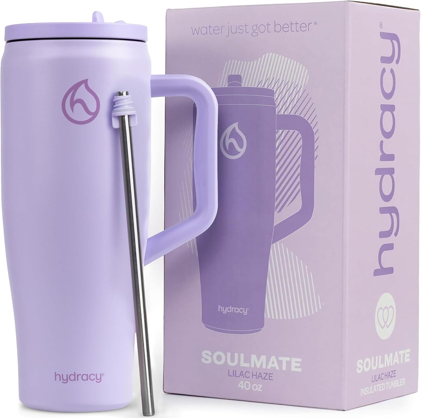 Soulmate Tumbler with Handle & Straw-Leakproof Insulated Cup 40oz | Stainless Steel Travel Mug with BPA-Free Flip Top Lid,Dishwasher Safe,Keeps Cold 24 Hours,Cup Holder Friendly