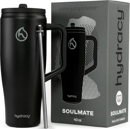Soulmate Tumbler with Handle & Straw-Leakproof Insulated Cup 40oz | Stainless Steel Travel Mug with BPA-Free Flip Top Lid,Dishwasher Safe,Keeps Cold 24 Hours,Cup Holder Friendly