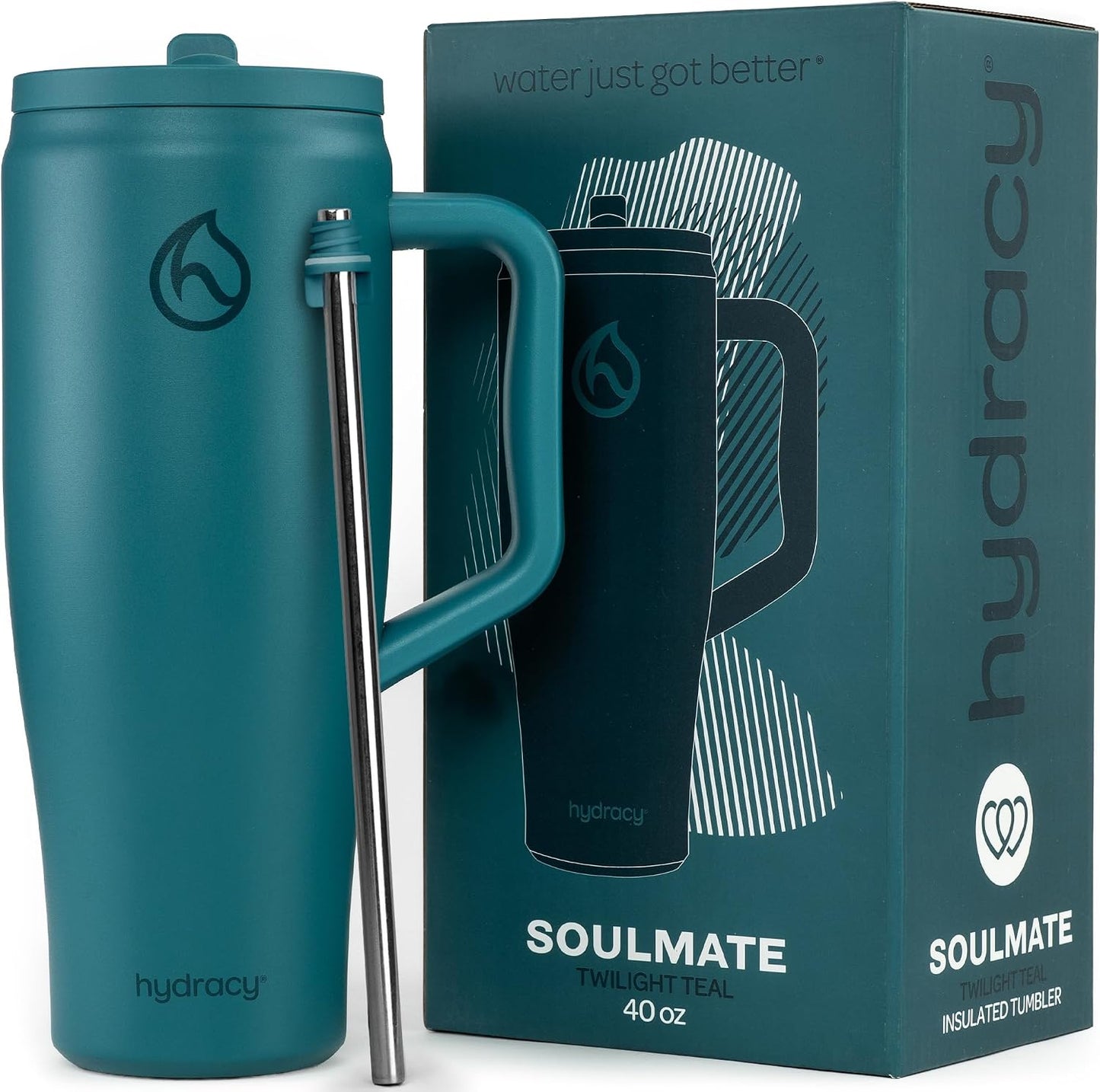 Soulmate Tumbler with Handle & Straw-Leakproof Insulated Cup 40oz | Stainless Steel Travel Mug with BPA-Free Flip Top Lid,Dishwasher Safe,Keeps Cold 24 Hours,Cup Holder Friendly