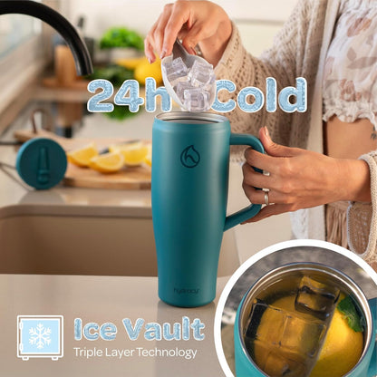 Soulmate Tumbler with Handle & Straw-Leakproof Insulated Cup 40oz | Stainless Steel Travel Mug with BPA-Free Flip Top Lid,Dishwasher Safe,Keeps Cold 24 Hours,Cup Holder Friendly