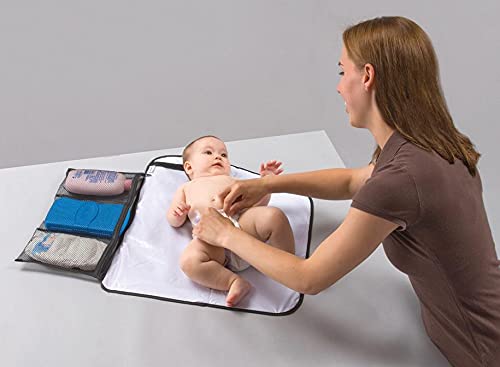 Change 'n Go Baby Diaper Changing Mat, Portable, Lightweight Travel Diaper Station Kit with Waterproof Cushioned Pad, Black (Pack of 2)