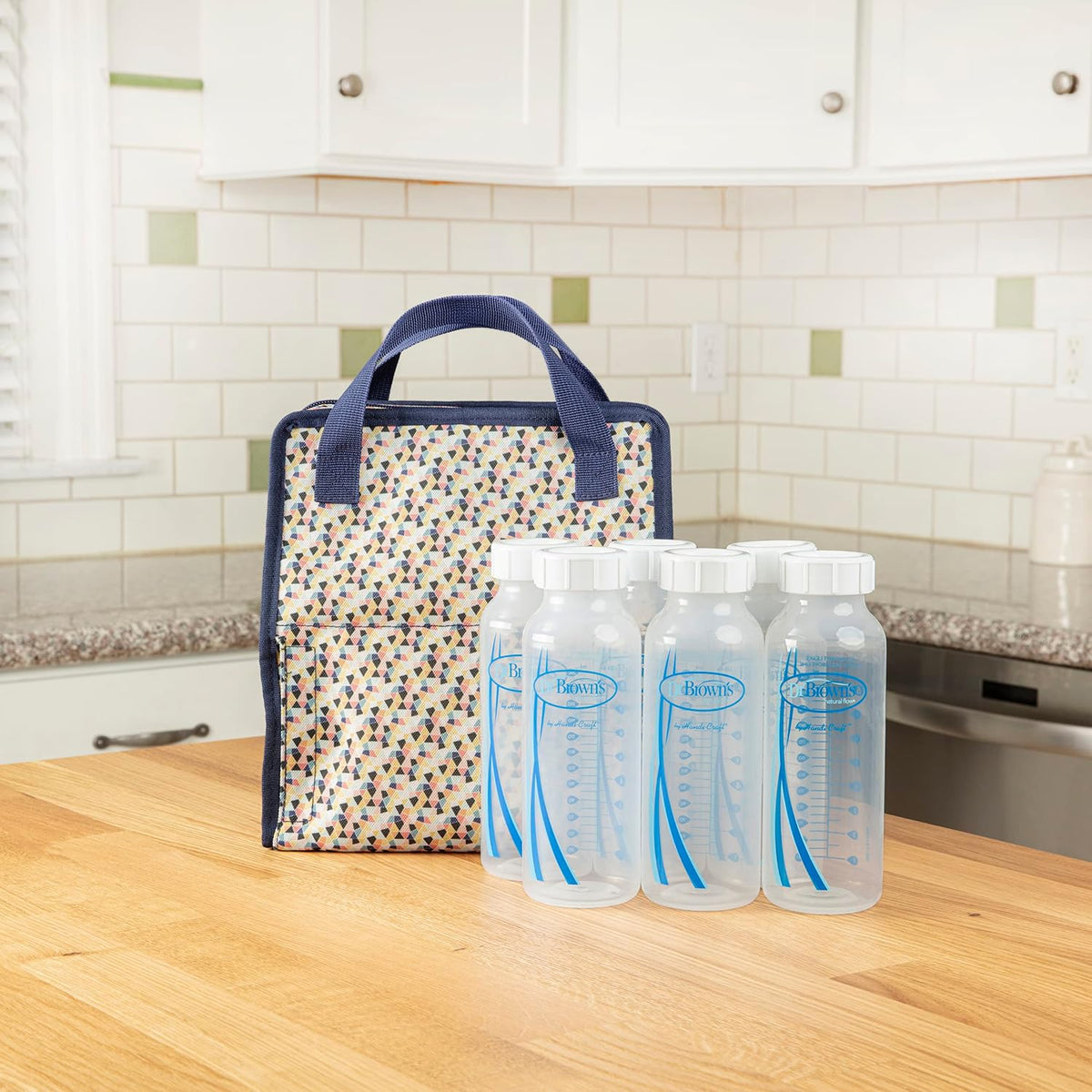 Fold & Freeze Bottle Tote, Breastfeeding Essential Cooler Bag, 6 Baby Bottles Milk Storage - Multicolor
