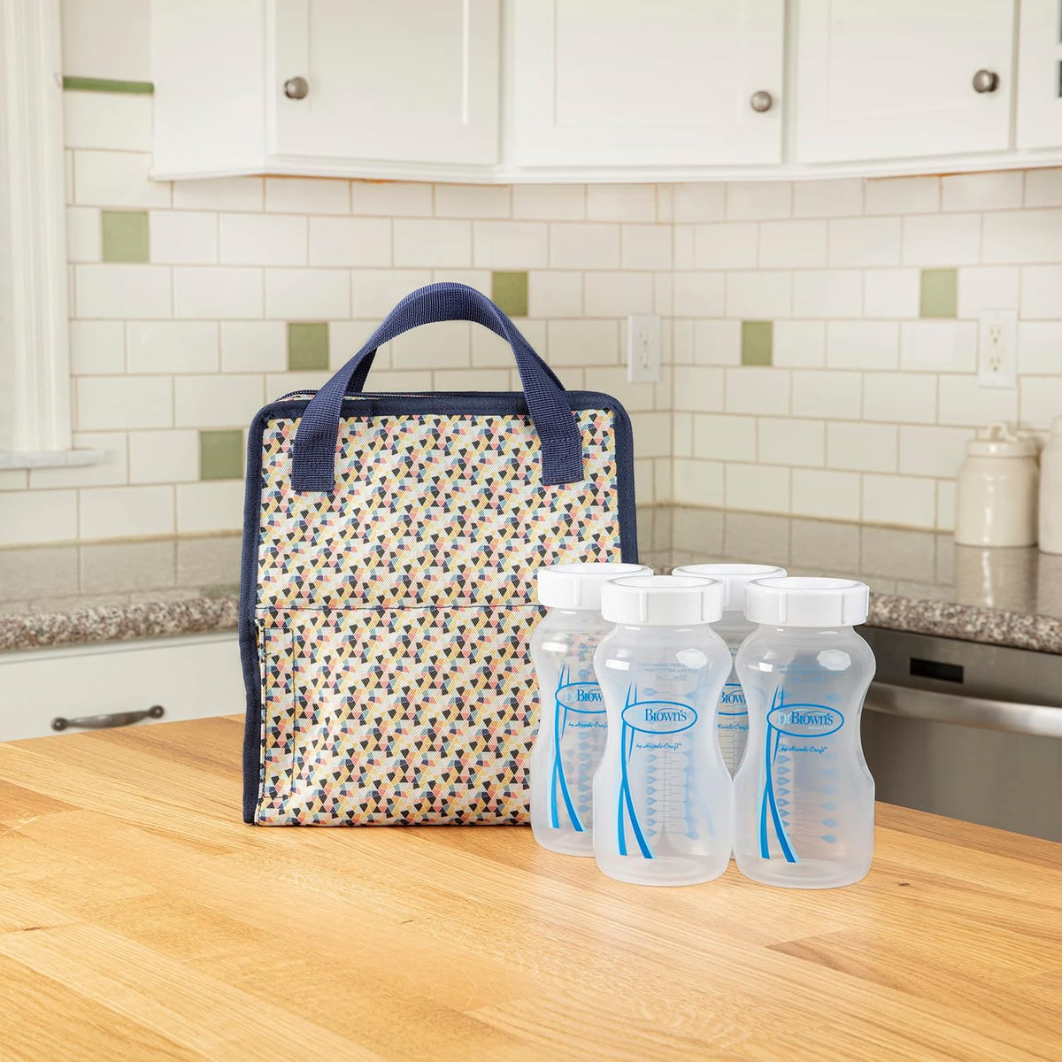 Fold & Freeze Bottle Tote, Breastfeeding Essential Cooler Bag, 6 Baby Bottles Milk Storage - Multicolor