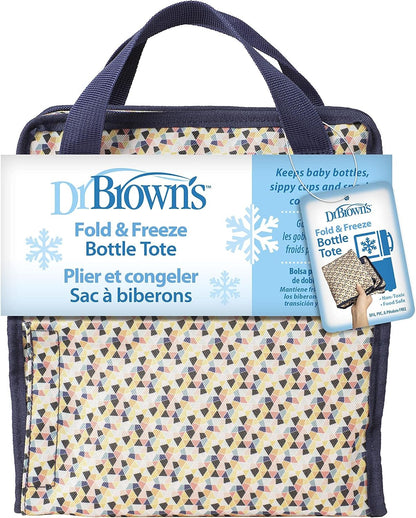 Fold & Freeze Bottle Tote, Breastfeeding Essential Cooler Bag, 6 Baby Bottles Milk Storage - Multicolor