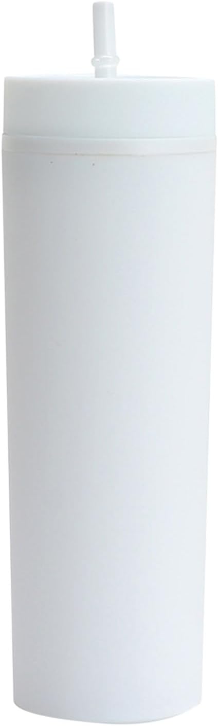 Plastic Cups with Straws and Lids Double Wall Insulated Acrylic Tumblers with Straw and Lid, 16 oz, Fashion Water Cup Double Layer Bottle Straw Cup Straight Body Cups (Blue)