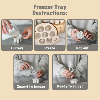 Mini Freezer Tray, Breastmilk Popsicle Molds for Cooling Relief, BPA Free Silicone Feeder for Safe Infant Self Feeding, 4 Month+ (Beige)