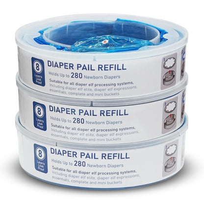 kimitimii Diaper Pail Refills Bag - Multi-Layer Odor Lock Bags Compatible with Playtex Diaper Genie, Holds Up to 280 Newborn Diapers Per Pack (1400 Count - 5 Packs)