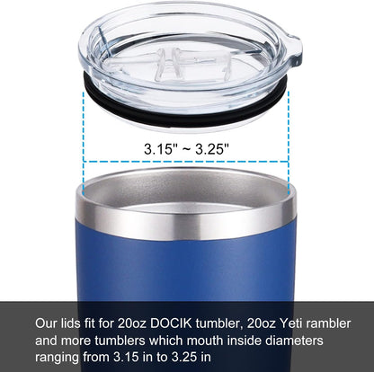 Splash Proof Lids Covers for 20 Oz Yeti Rambler Ozark Trail Tumbler and More Travel Cup, Also Fit for Yeti 10 Oz Lowball, 2 Pack