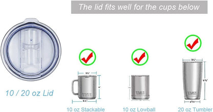 Splash Proof Lids Covers for 20 Oz Yeti Rambler Ozark Trail Tumbler and More Travel Cup, Also Fit for Yeti 10 Oz Lowball, 2 Pack