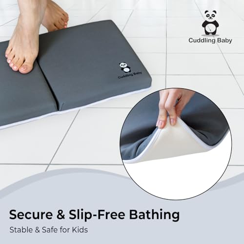 Gray Bath Kneeler & Elbow Rest Pad Set, Baby Bath Towel, Hooded, Elephant