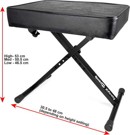 RJKBB100 Adjustable Padded Piano Bench, Keyboard Stool