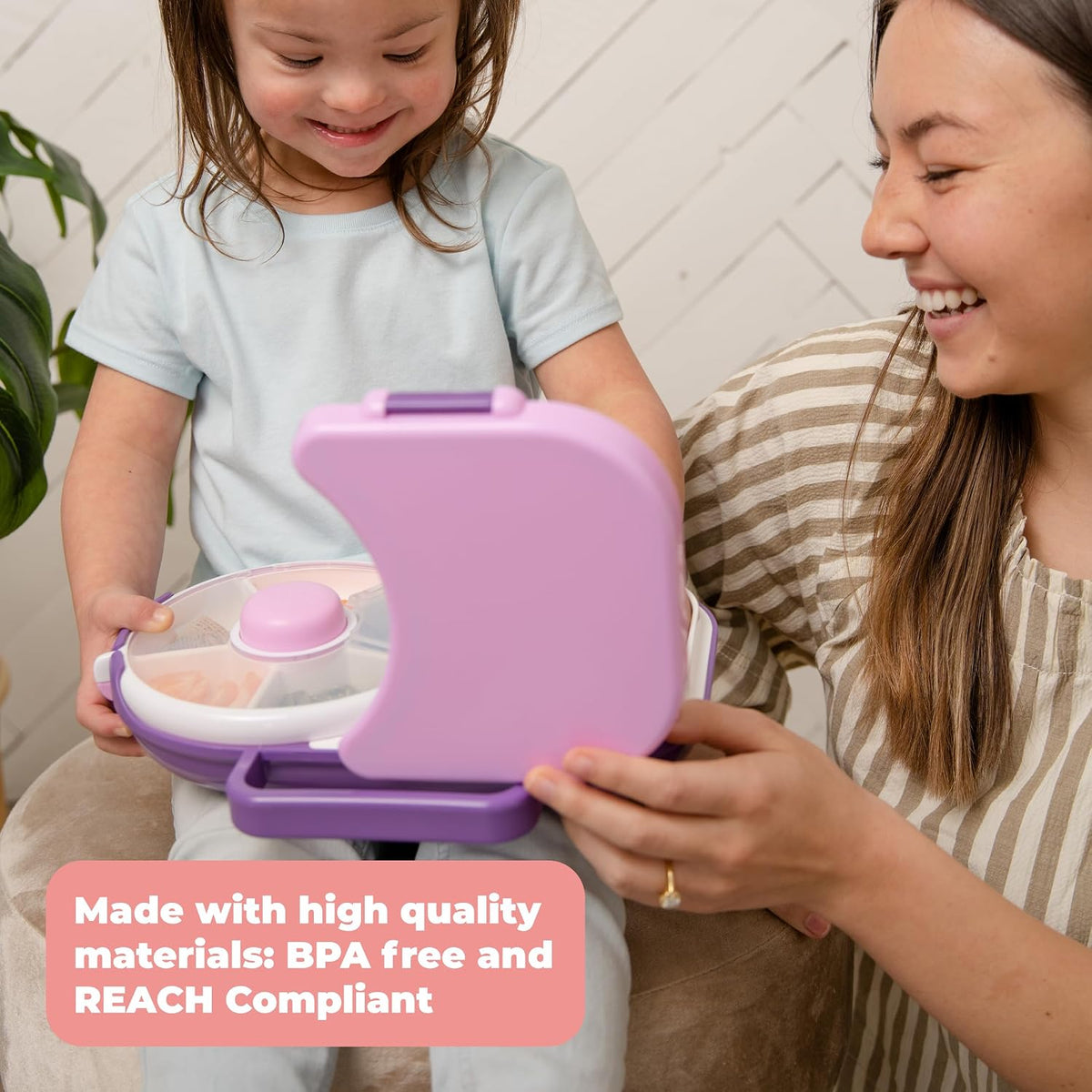 Lunchbox with Small Snack Spinner Flip - Bundle with Hand Strap & Sticker Sheet, 2-in-1 Bento Style Lunch Container, 5 Small +1 Large Sandwich Compartment, BPA & PVC Free - Mint Green