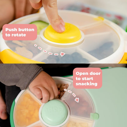 Lunchbox with Small Snack Spinner Flip - Bundle with Hand Strap & Sticker Sheet, 2-in-1 Bento Style Lunch Container, 5 Small +1 Large Sandwich Compartment, BPA & PVC Free - Mint Green