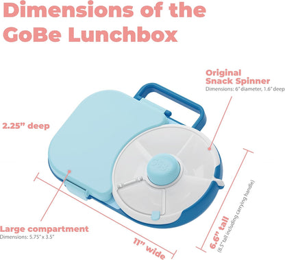 Lunchbox with Small Snack Spinner Flip - Bundle with Hand Strap & Sticker Sheet, 2-in-1 Bento Style Lunch Container, 5 Small +1 Large Sandwich Compartment, BPA & PVC Free - Mint Green