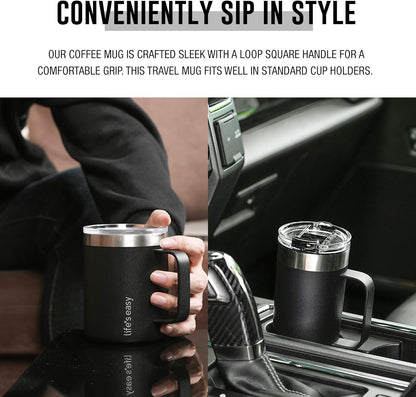 20oz Stainless Steel Mug w/Handle - Double Wall Insulated Travel Tumbler w/Flip Lid - Leak Proof Tumbler-Thermal Cup for Coffee, Tea & More - Keep Hot & Cold Drinks (Mint Green, 20 oz)