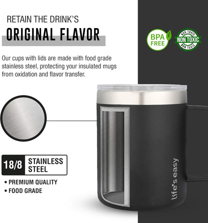 20oz Stainless Steel Mug w/Handle - Double Wall Insulated Travel Tumbler w/Flip Lid - Leak Proof Tumbler-Thermal Cup for Coffee, Tea & More - Keep Hot & Cold Drinks (Mint Green, 20 oz)