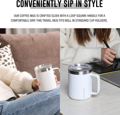 20oz Stainless Steel Mug w/Handle - Double Wall Insulated Travel Tumbler w/Flip Lid - Leak Proof Tumbler-Thermal Cup for Coffee, Tea & More - Keep Hot & Cold Drinks (Mint Green, 20 oz)