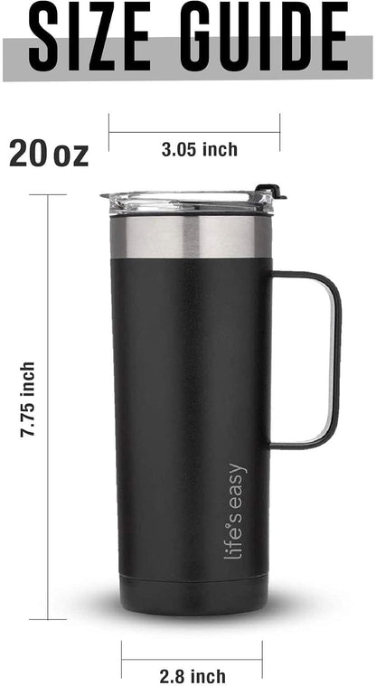 20oz Stainless Steel Mug w/Handle - Double Wall Insulated Travel Tumbler w/Flip Lid - Leak Proof Tumbler-Thermal Cup for Coffee, Tea & More - Keep Hot & Cold Drinks (Mint Green, 20 oz)