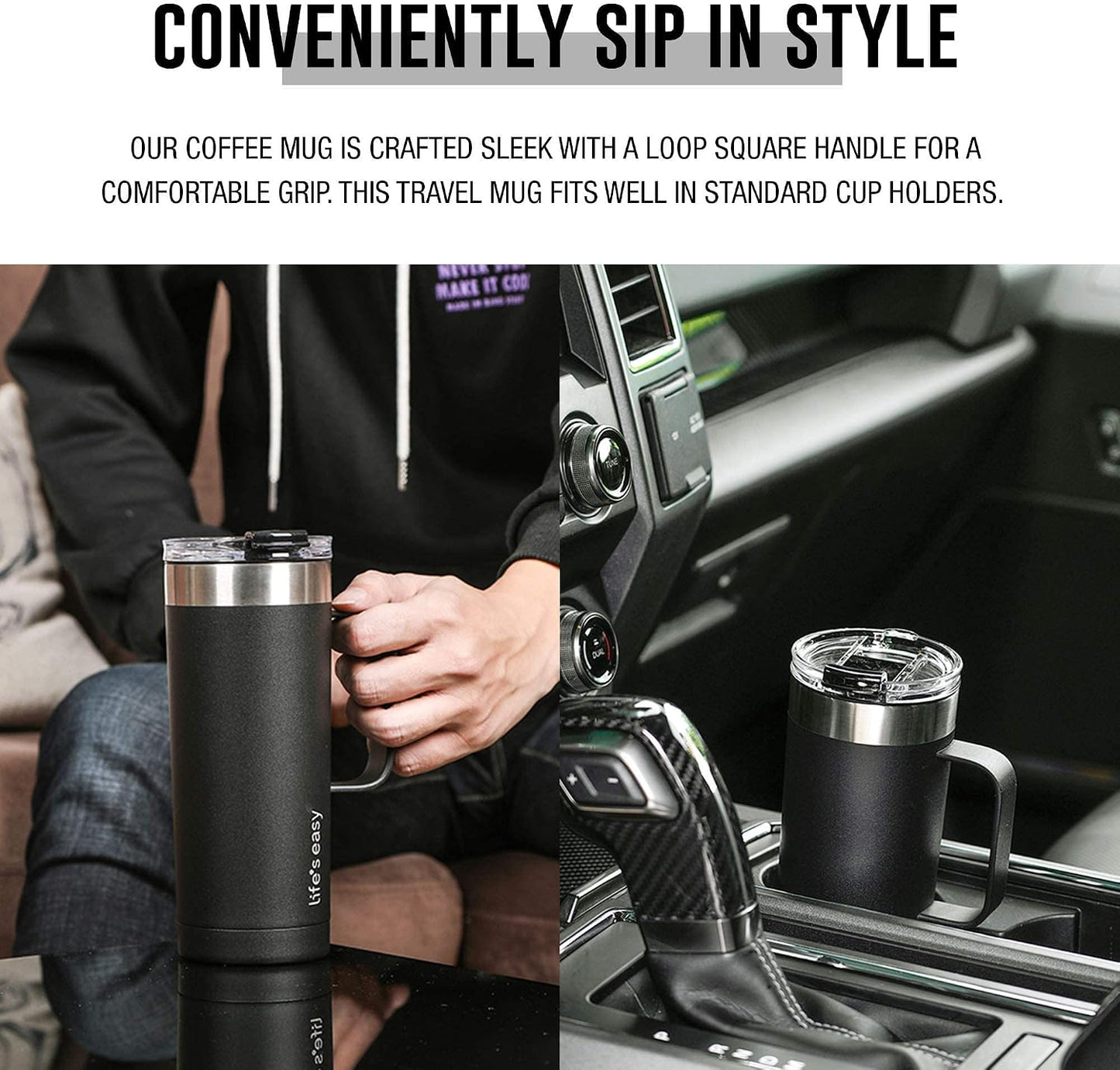 20oz Stainless Steel Mug w/Handle - Double Wall Insulated Travel Tumbler w/Flip Lid - Leak Proof Tumbler-Thermal Cup for Coffee, Tea & More - Keep Hot & Cold Drinks (Mint Green, 20 oz)