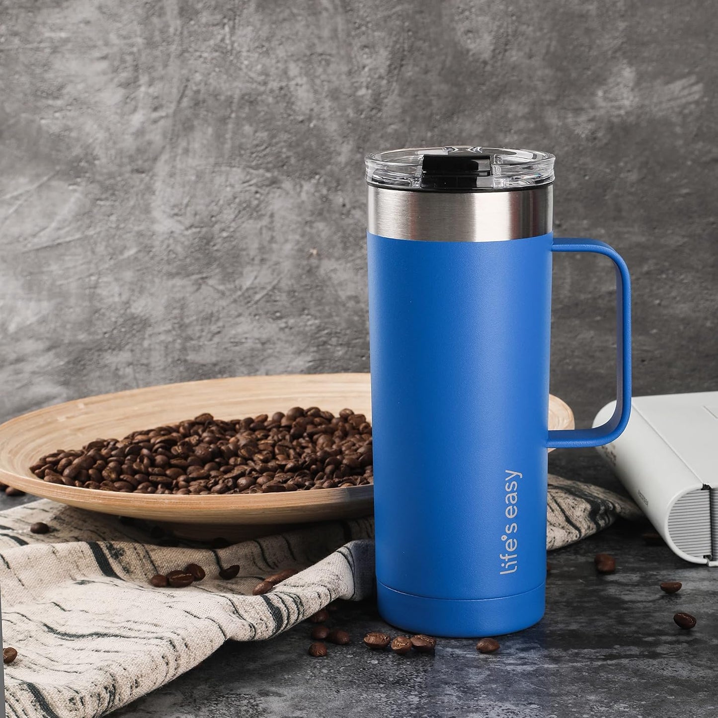 20oz Stainless Steel Mug w/Handle - Double Wall Insulated Travel Tumbler w/Flip Lid - Leak Proof Tumbler-Thermal Cup for Coffee, Tea & More - Keep Hot & Cold Drinks (Mint Green, 20 oz)