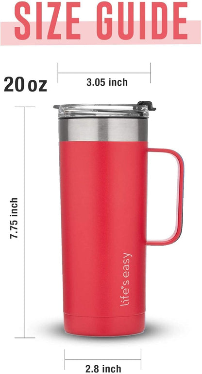 20oz Stainless Steel Mug w/Handle - Double Wall Insulated Travel Tumbler w/Flip Lid - Leak Proof Tumbler-Thermal Cup for Coffee, Tea & More - Keep Hot & Cold Drinks (Mint Green, 20 oz)