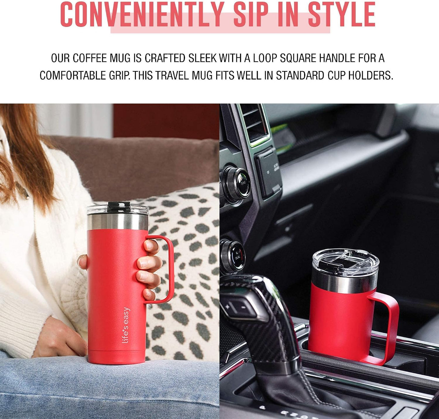 20oz Stainless Steel Mug w/Handle - Double Wall Insulated Travel Tumbler w/Flip Lid - Leak Proof Tumbler-Thermal Cup for Coffee, Tea & More - Keep Hot & Cold Drinks (Mint Green, 20 oz)