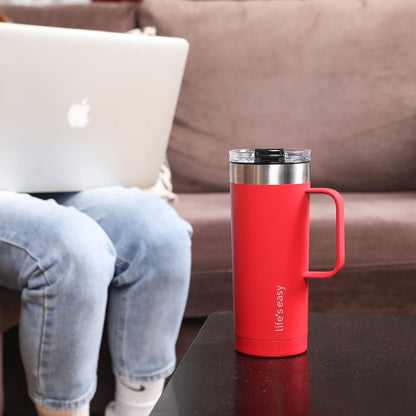 20oz Stainless Steel Mug w/Handle - Double Wall Insulated Travel Tumbler w/Flip Lid - Leak Proof Tumbler-Thermal Cup for Coffee, Tea & More - Keep Hot & Cold Drinks (Mint Green, 20 oz)