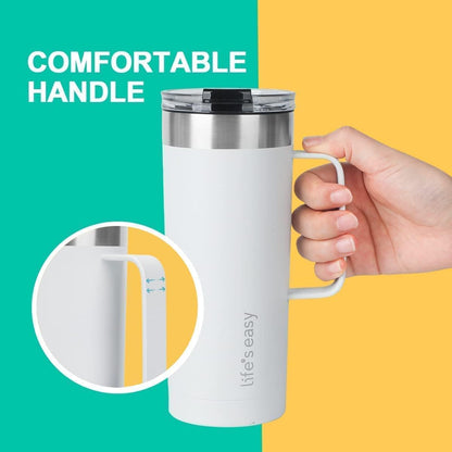 20oz Stainless Steel Mug w/Handle - Double Wall Insulated Travel Tumbler w/Flip Lid - Leak Proof Tumbler-Thermal Cup for Coffee, Tea & More - Keep Hot & Cold Drinks (Mint Green, 20 oz)