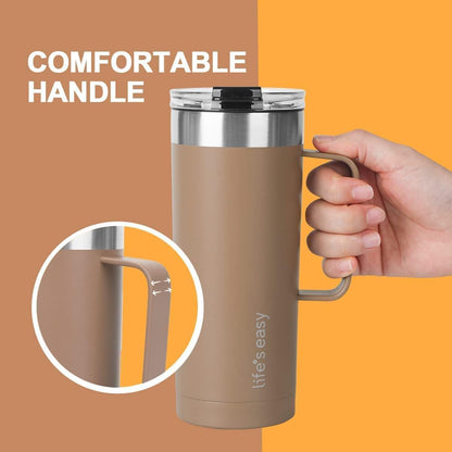 20oz Stainless Steel Mug w/Handle - Double Wall Insulated Travel Tumbler w/Flip Lid - Leak Proof Tumbler-Thermal Cup for Coffee, Tea & More - Keep Hot & Cold Drinks (Mint Green, 20 oz)