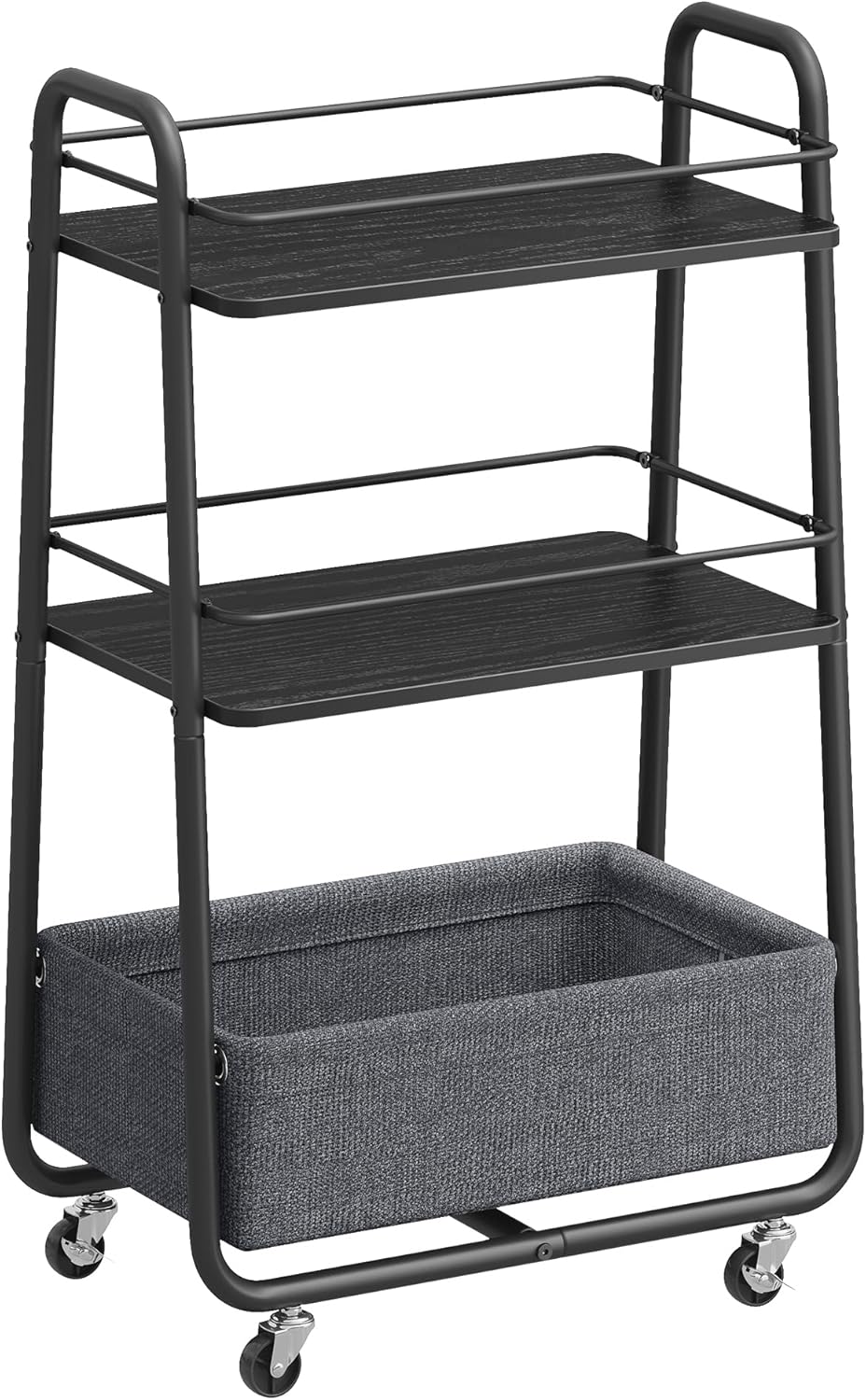 VASAGLE Storage Cart with Fabric Basket, 3-Tier Rolling Utility Cart