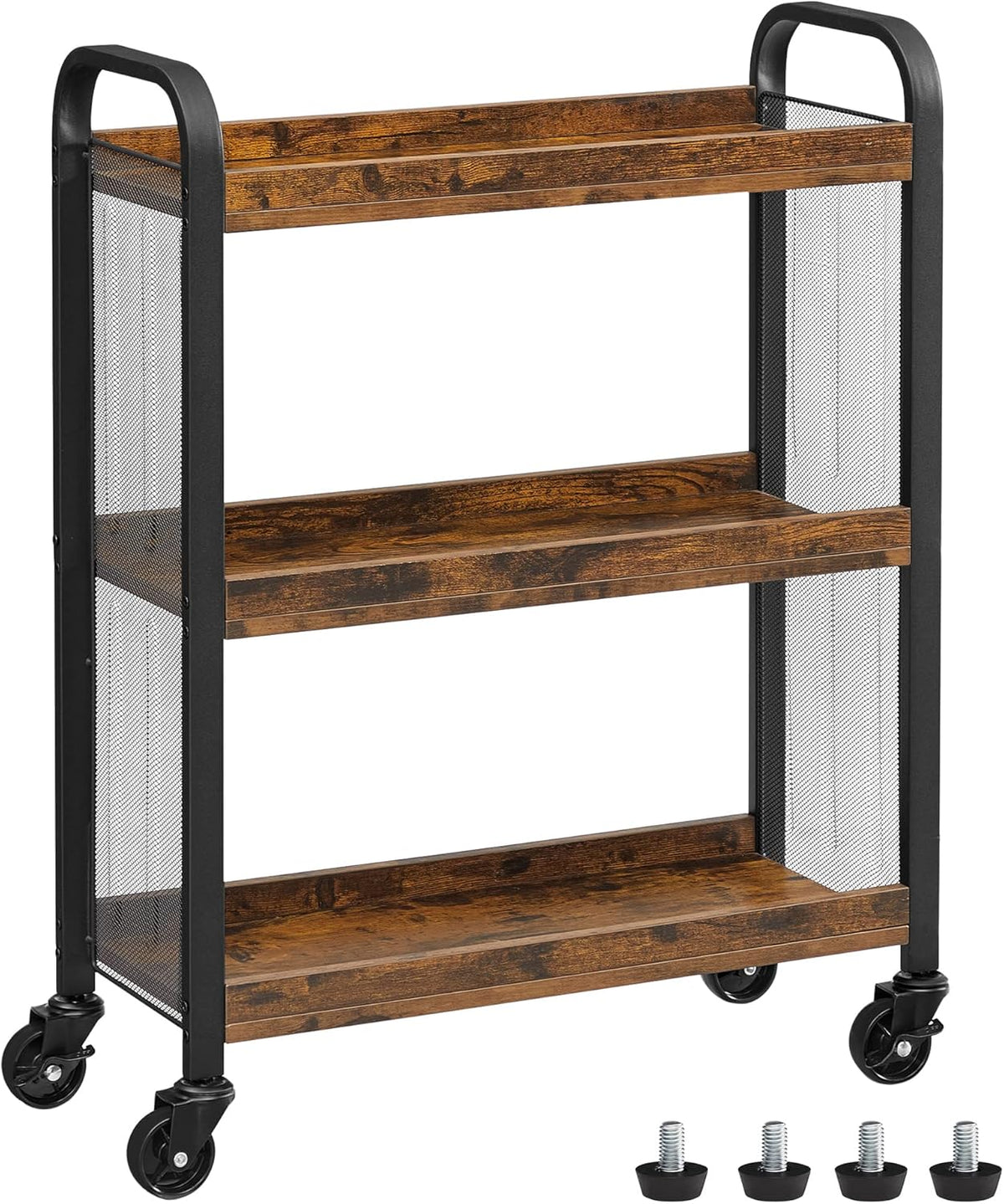 VASAGLE Storage Cart with Fabric Basket, 3-Tier Rolling Utility Cart