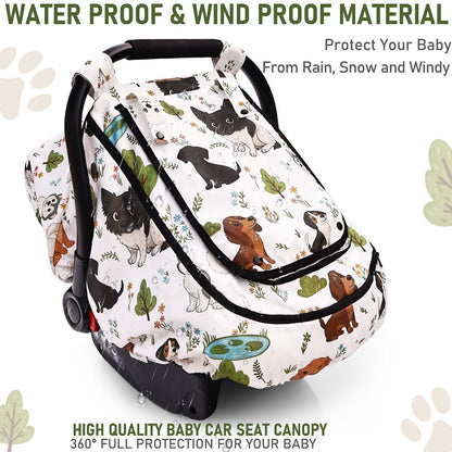 Waterproof Baby Car Seat Cover, Infant Car Seat Cover Canopy for Boy Girls