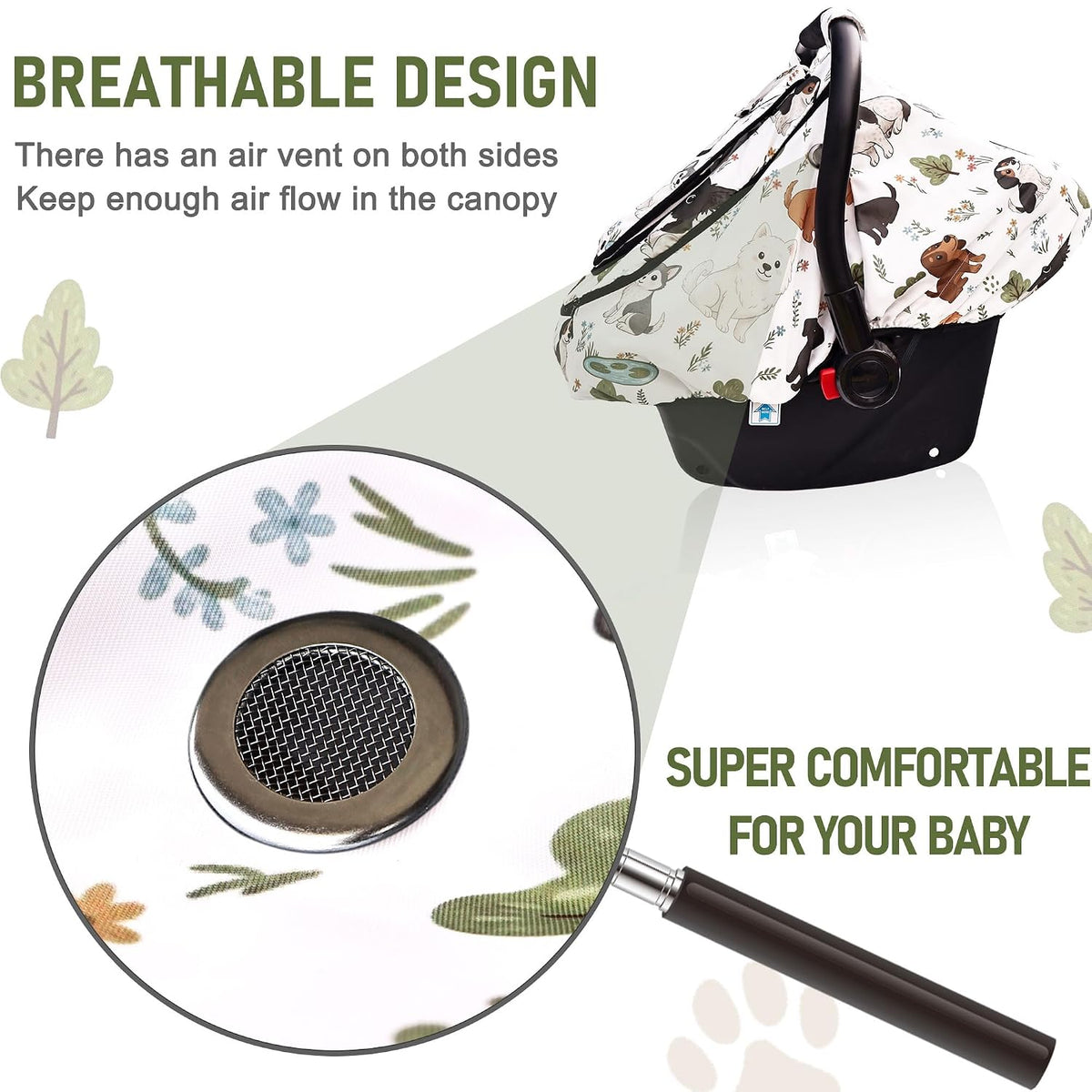 Waterproof Baby Car Seat Cover, Infant Car Seat Cover Canopy for Boy Girls