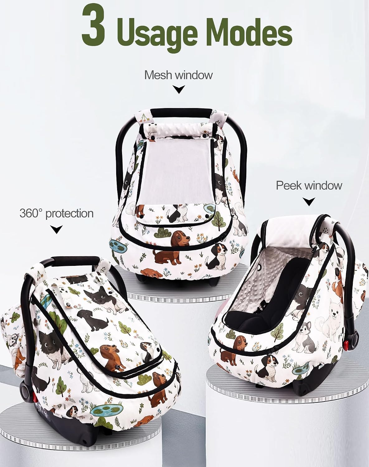 Waterproof Baby Car Seat Cover, Infant Car Seat Cover Canopy for Boy Girls