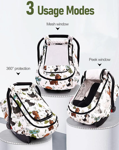 Waterproof Baby Car Seat Cover, Infant Car Seat Cover Canopy for Boy Girls