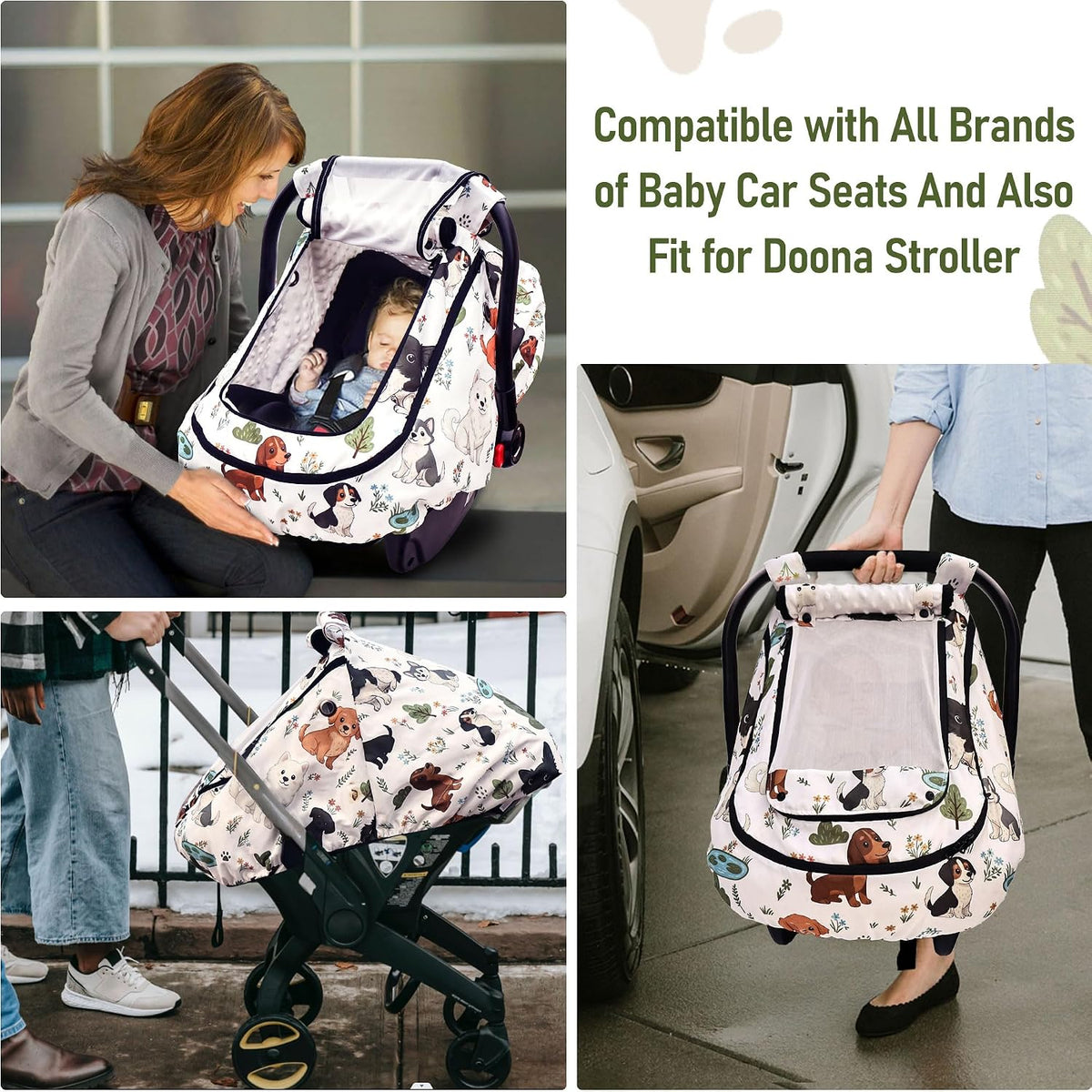 Waterproof Baby Car Seat Cover, Infant Car Seat Cover Canopy for Boy Girls