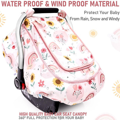 Waterproof Baby Car Seat Cover, Infant Car Seat Cover Canopy for Boy Girls
