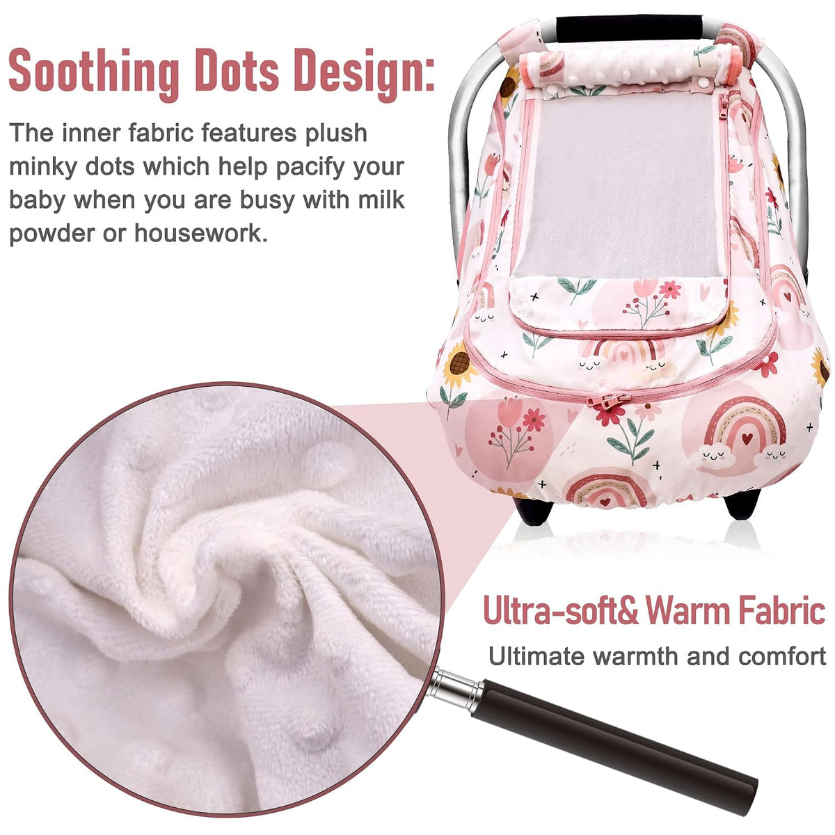 Waterproof Baby Car Seat Cover, Infant Car Seat Cover Canopy for Boy Girls