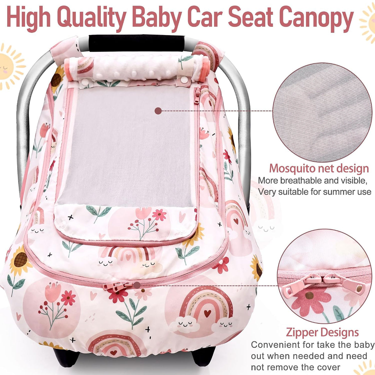 Waterproof Baby Car Seat Cover, Infant Car Seat Cover Canopy for Boy Girls