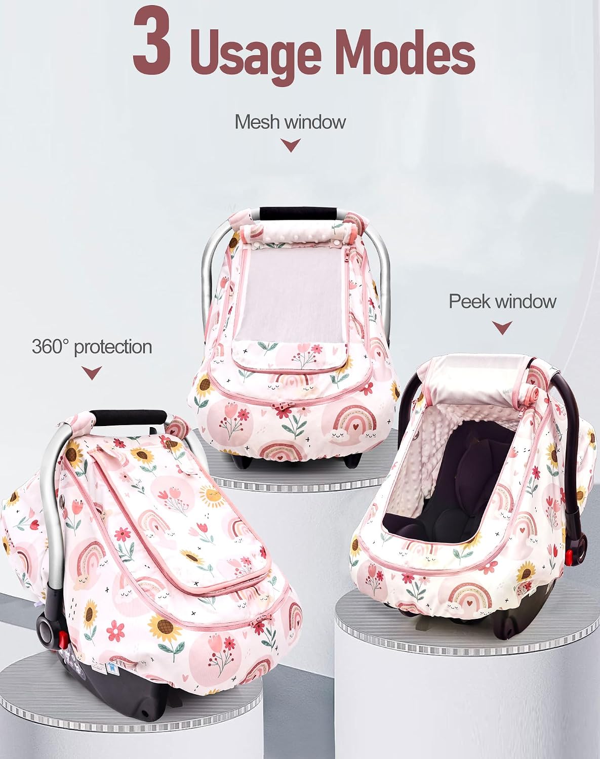 Waterproof Baby Car Seat Cover, Infant Car Seat Cover Canopy for Boy Girls
