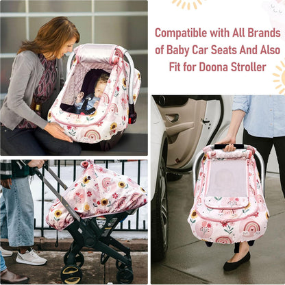 Waterproof Baby Car Seat Cover, Infant Car Seat Cover Canopy for Boy Girls