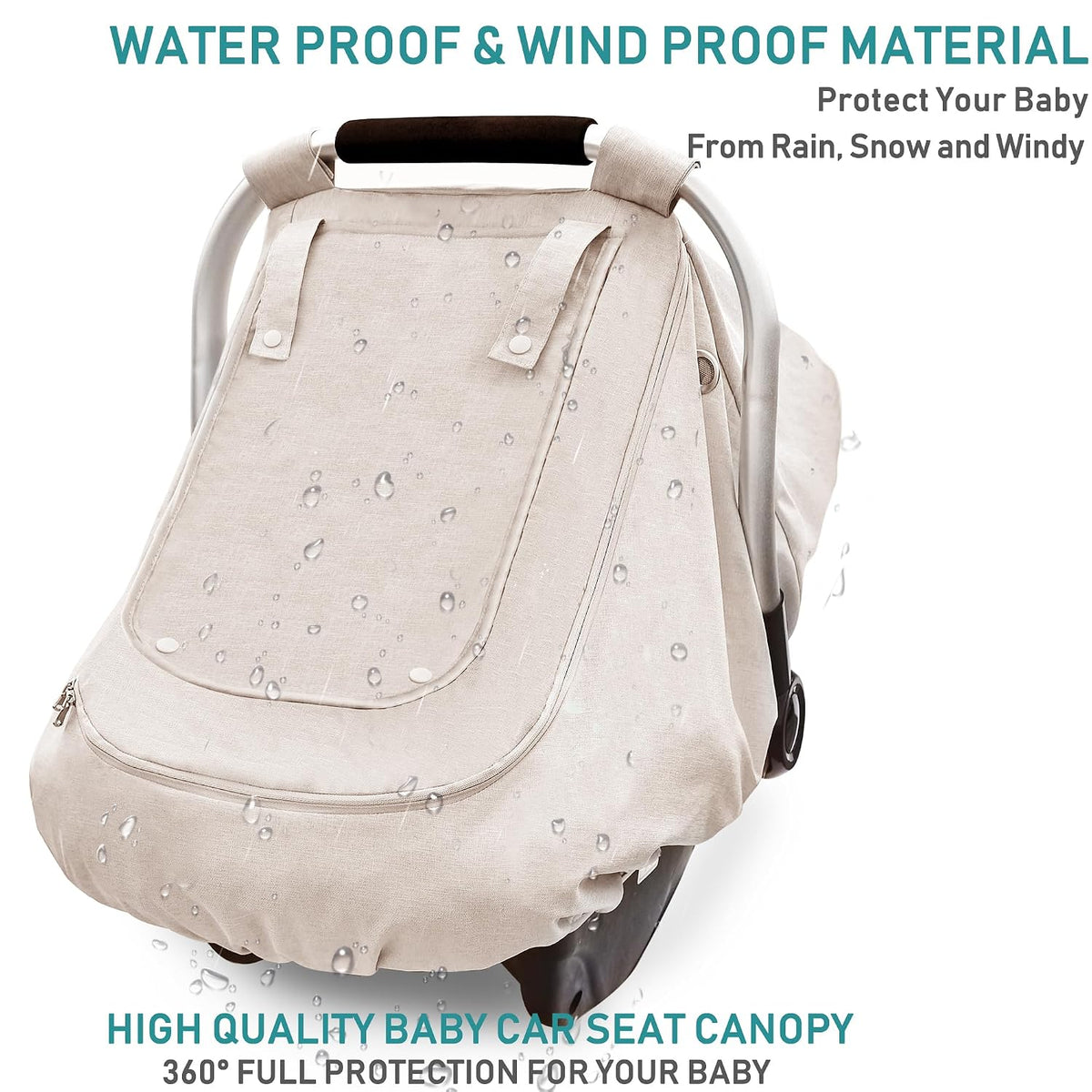 Waterproof Baby Car Seat Cover, Infant Car Seat Cover Canopy for Boy Girls