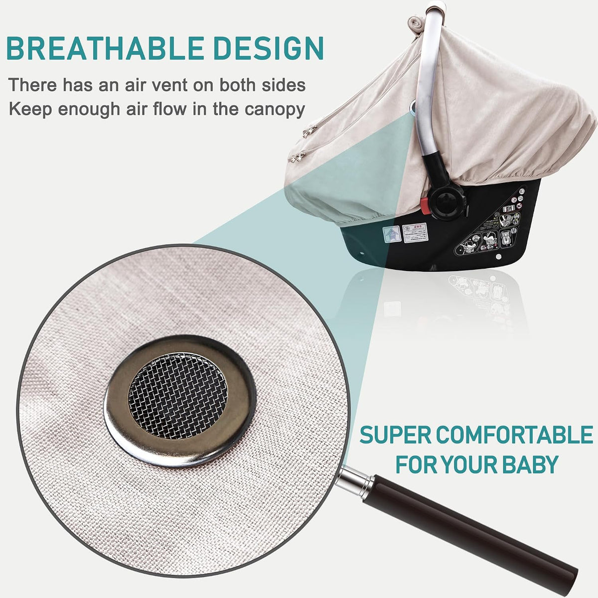 Waterproof Baby Car Seat Cover, Infant Car Seat Cover Canopy for Boy Girls
